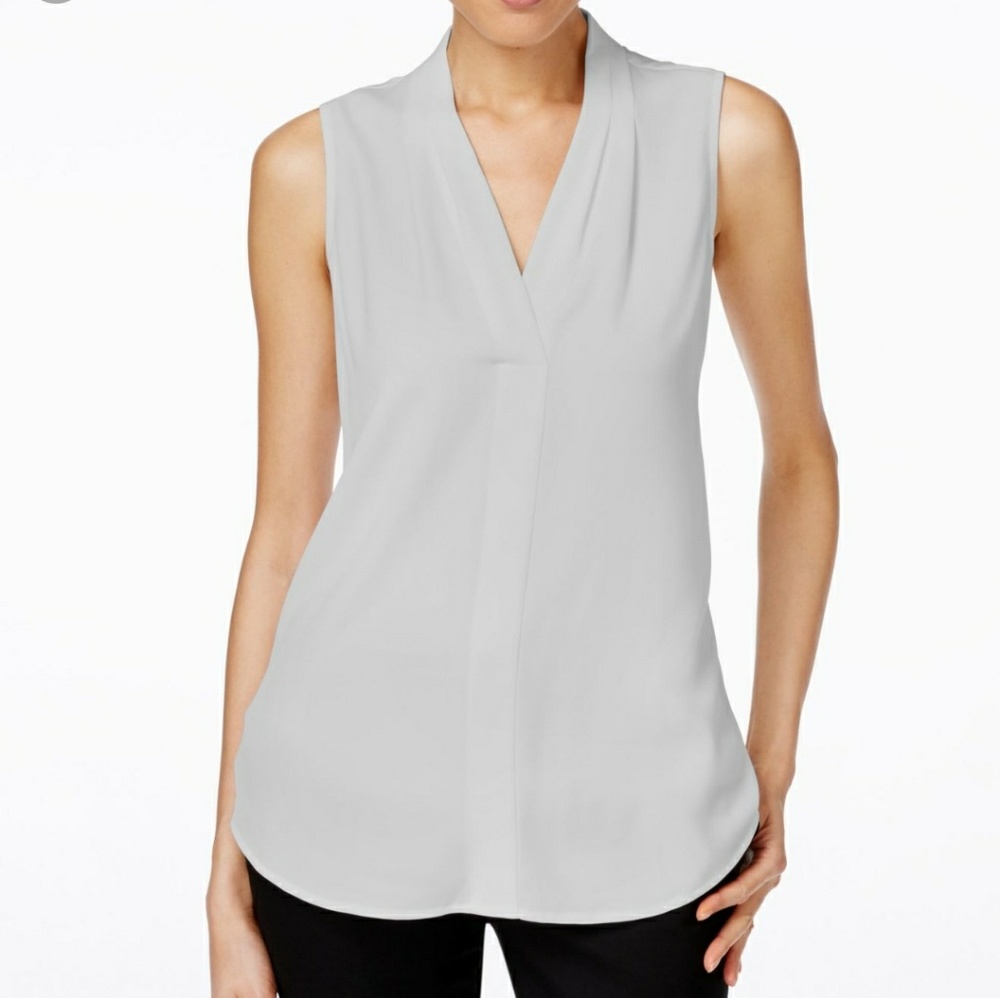 Calvin Klein Gray V-neck Blouse - NWOT